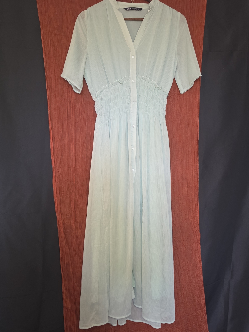 Zara Mint Green Button-Front Maxi Dress